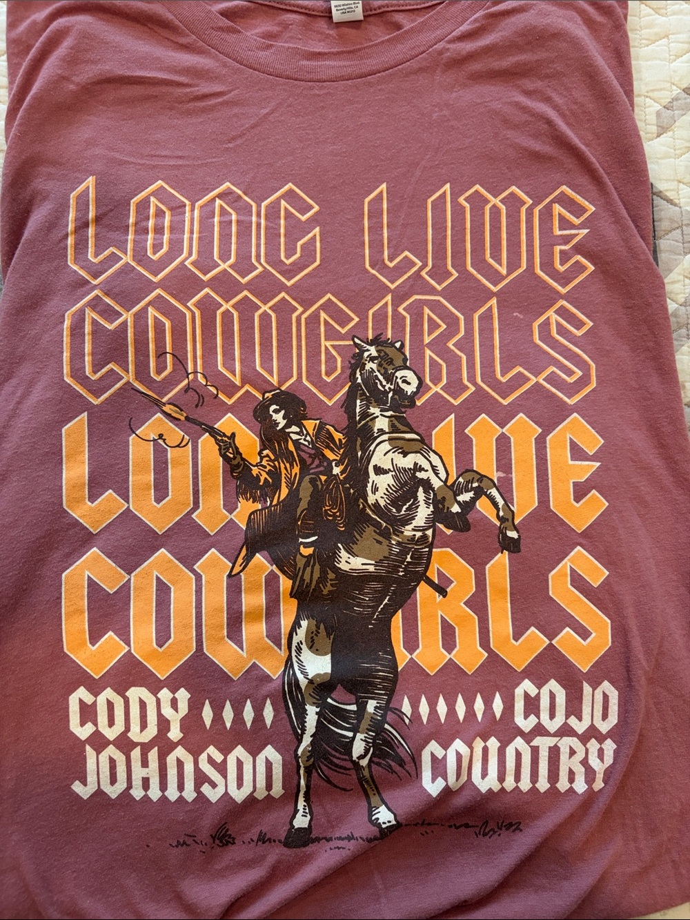 Cody Johnson- Long Live Cowgirls Graphic Tee - Muted Berry with Gold Print